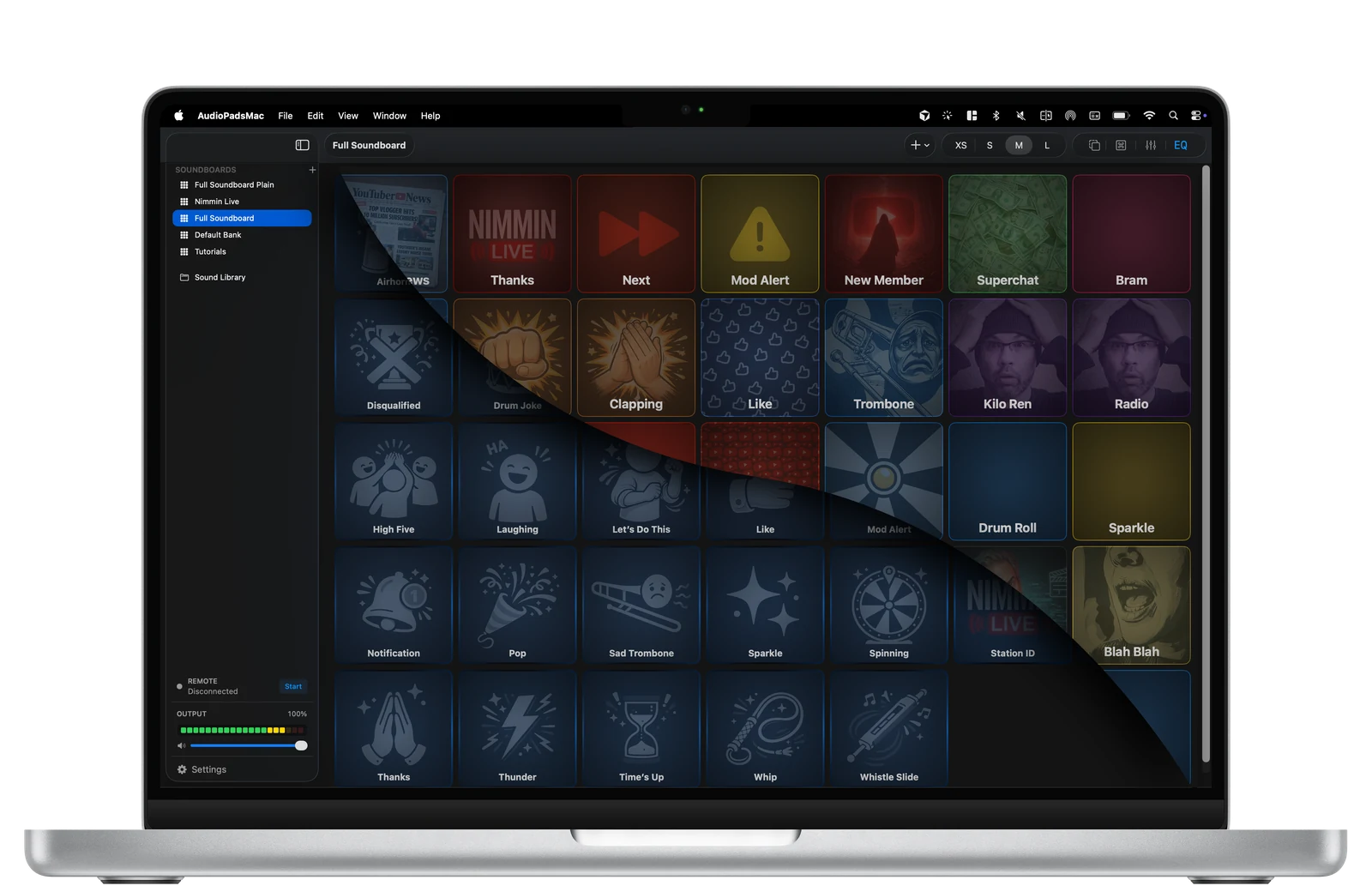 Fully customized AudioPads soundboard on Mac